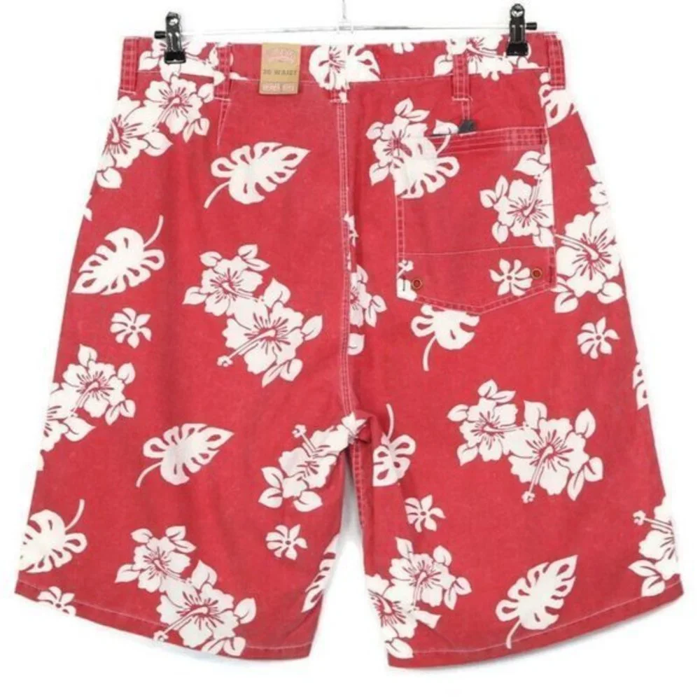 Arizona Coastal‎ Board Bermuda Shorts Red White Floral Hawaiian 36